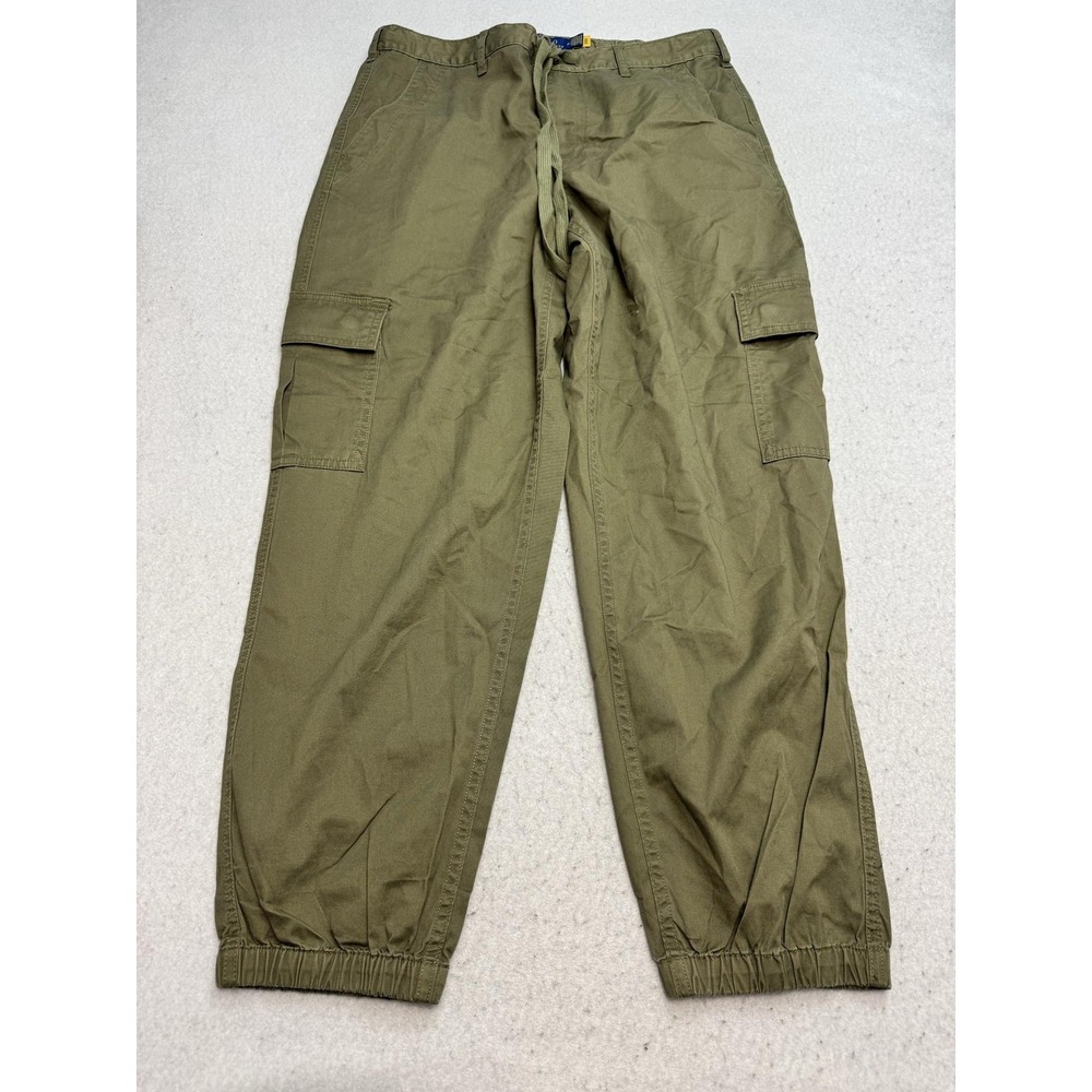Polo Ralph Lauren Cargo Pants Mens Medium Green Elastic Waist Jogger Casual